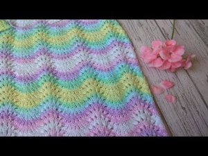 Ажурный узор спицами  Павлиний хвост