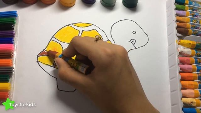 Как рисовать животных для детей, рисовать черепаху, изучать цвета с черепахой смотреть онлайн