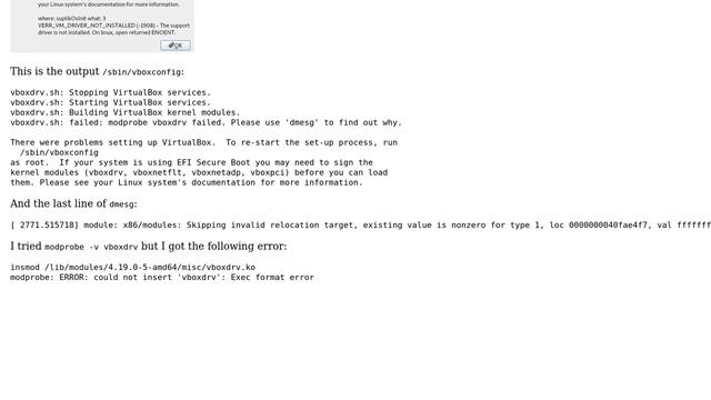 Unix & Linux: VirtualBox error Kernel driver not installed (rc=-1908) on Debian 10 смотреть онлайн