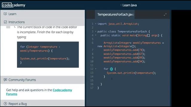 Codecademy Learn Java, For Each Loop, Programming in 2018 смотреть онлайн
