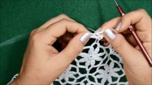 КАЙМА ДЛЯ ОБВЯЗКИ КРАЯ СКАТЕРТИ В ЗВЕЗДОЧКИ. ВЯЗАНИЕ КРЮЧКОМ.