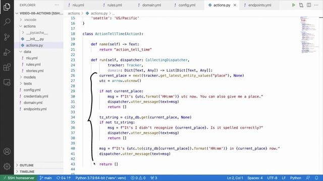 Conversational AI with Rasa: Custom Actions смотреть онлайн