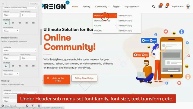 How to Configure ReignBuddy Press SubMenu Style - Reign BuddyPress Theme - WordPress Community Them смотреть онлайн