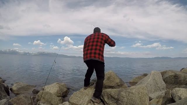 Fishing Lake Tahoe from Shore at Cave Rock State Park (Nevada) смотреть онлайн