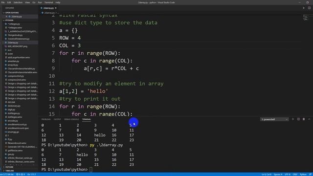 Create 2D array in Python that we access array elements like Pascal syntax смотреть онлайн