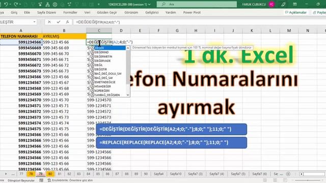 Excel 1 Dakika - Telefon Numaralarını Ayırmak смотреть онлайн