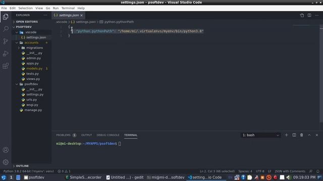 python3.8 + django + python virtualenv + debugging setup in vscode | visual studio code python setu смотреть онлайн