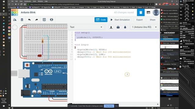 TinkerCad Arduino Basic Blink смотреть онлайн