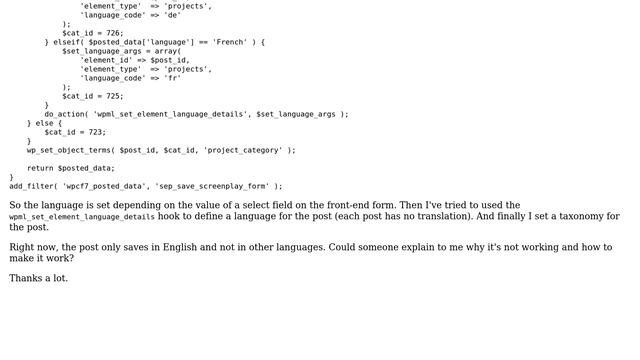 Wordpress: WPML - Set language of inserted post смотреть онлайн