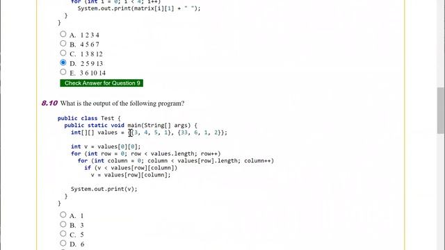 Daniel Liang Java Chapter 8 Multiple Choice Questions смотреть онлайн