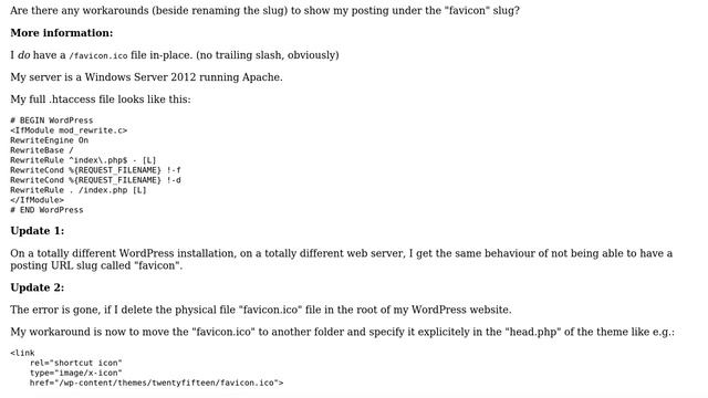 Wordpress: Posting with slug "favicon" gets redirected смотреть онлайн