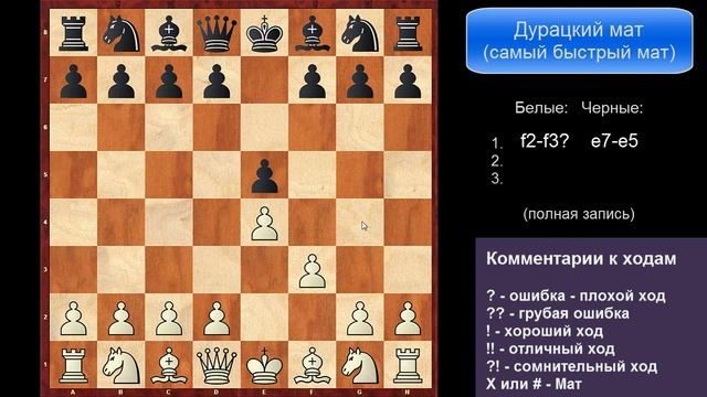 Урок 3. Шахматная Нотация. Дурацкий Мат. Детский Мат. смотреть онлайн