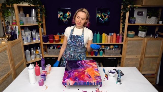 NEW TWIST ? Purple & Gold Color Palette? Acrylic Pouring Vibrant OVERFLOW ~Abstract Acrylic Paintin