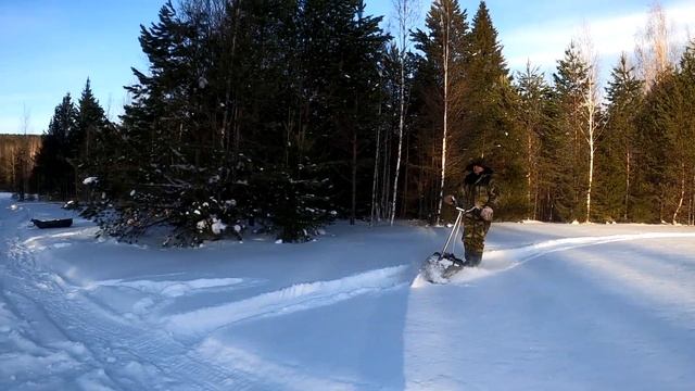 SnowHunter снегокат // 1000 подписчиков // Прохват по лесу смотреть онлайн