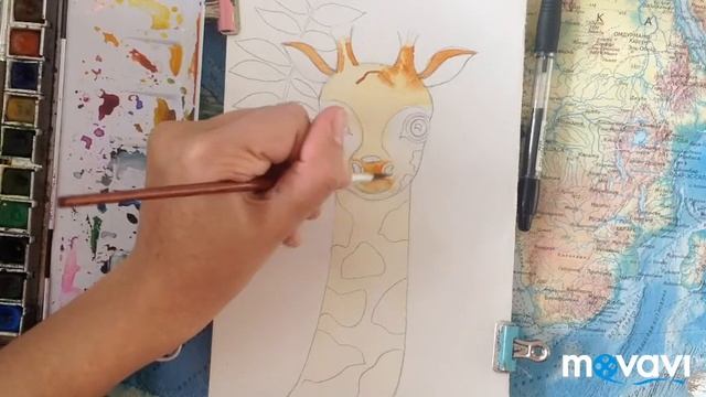 Рисуем жирафа. Акварель для детей. смотреть онлайн