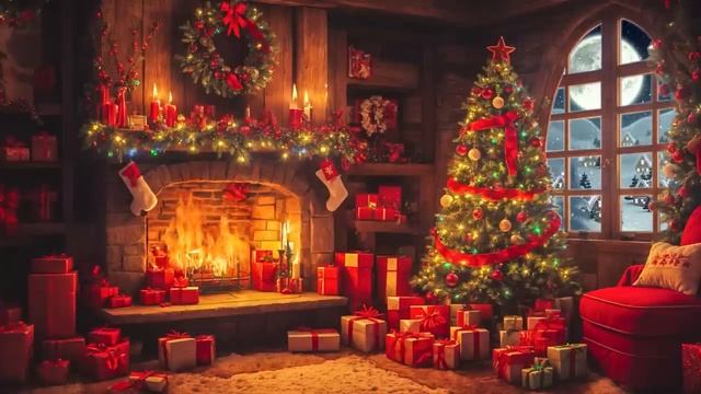 Cozy Christmas Ambience 2024 ? Instrumental Christmas Music with Cracking Fireplace смотреть онлайн