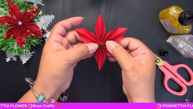 How To Make Paper Poinsettia || LIVE TUTORIAL Christmas Flower ???? смотреть онлайн