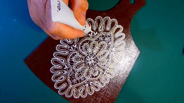 Декоративная досточка. Точечная роспись. Имитация кружева. Мастер класс. смотреть онлайн