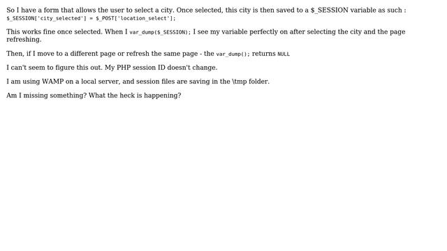 Wordpress: $_SESSION variable not saving on page refresh or new page смотреть онлайн