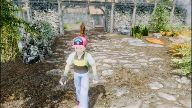 Skyrim Ash Ketchum mod with Pikachu Follower Pokemon MOD смотреть онлайн