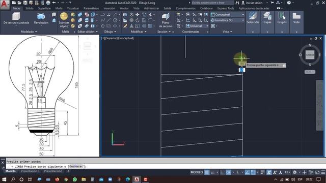 Convertimos un dibujo de un foco de 2D a 3D y renderizado en AUTOCAD смотреть онлайн