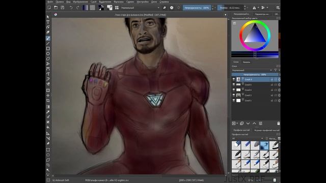 IRON MAN - рисунок железного человека. Speedpaint iron man. Krita drawing. смотреть онлайн