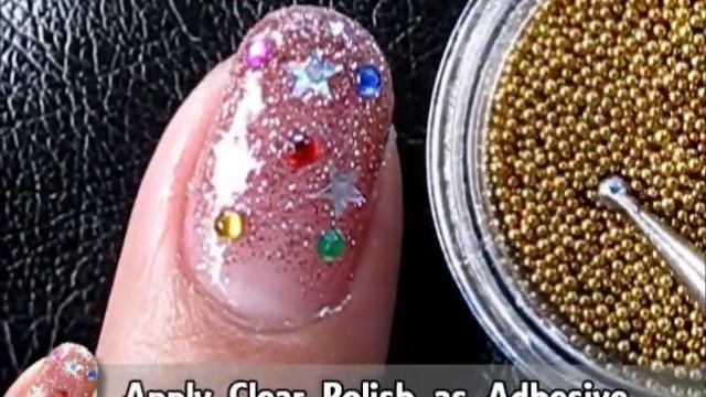 Christmas Nail Art Tutorial - Christmas Lights xmas Holiday Glitter Rhinestone nail Design смотреть онлайн