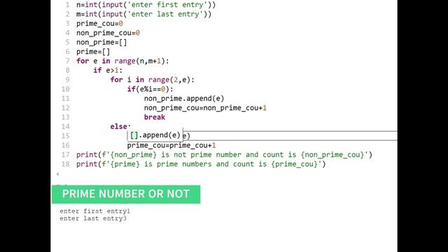 PYTHON - PRIME NUMBER OR NOT | PRINTING PRIME NUMBER IN GIVEN INTERVAL смотреть онлайн
