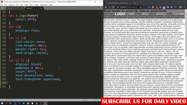 Hide Header on Scroll Down Show on Scroll Up | Html CSS & Javascript смотреть онлайн