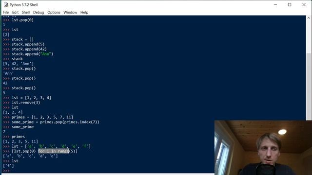 Python List pop() смотреть онлайн