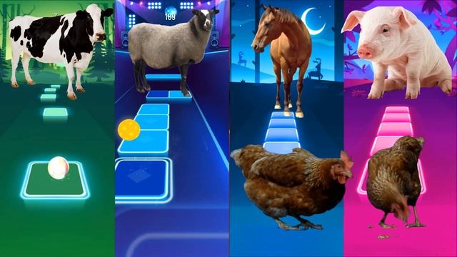 Tiles Hop - horse vs cow vs sheep vs pig смотреть онлайн
