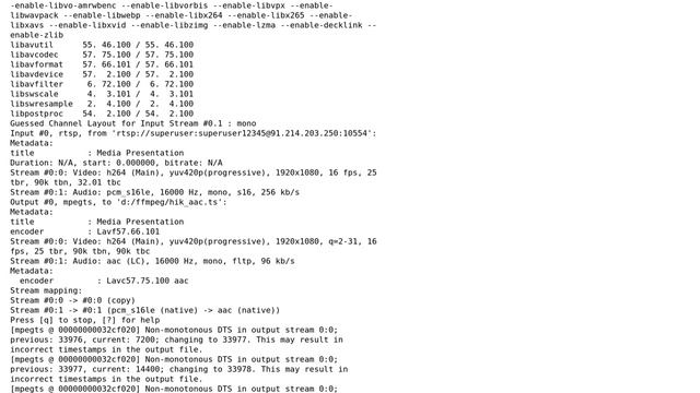FFmpeg raw audio and H264 in RTSP смотреть онлайн