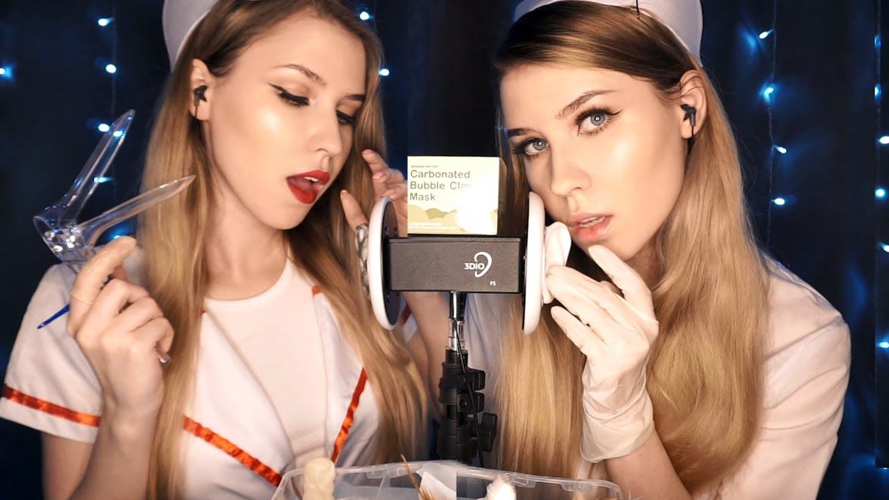 ASMR TWIN NURSE DEEP EAR Cleaning with Bubble Mask ✨ [Sub] АСМР Чистка Ушек смотреть онлайн