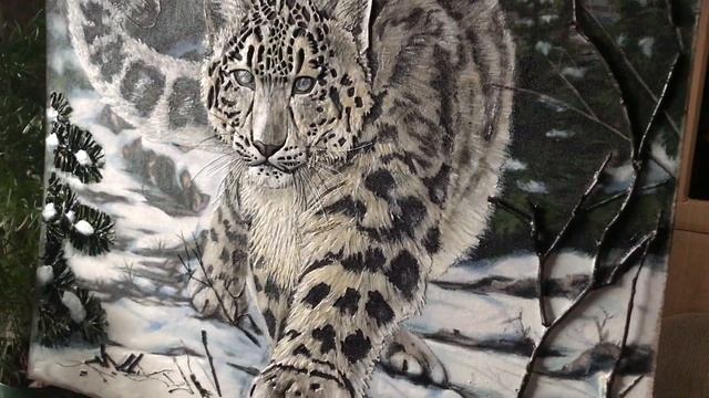 IMG 99831 Картина маслом снежный барс. Леопард. Ирбис. Картина животные маслом. Картина на заказ. смотреть онлайн