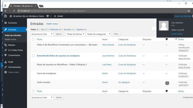 Roles de usuarios en WordPress y contenidos con contraseñas смотреть онлайн