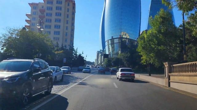 4K 60fps Azerbaijan Drive Tour  Driving around Flame Towers of Baku