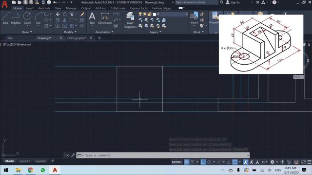 AutoCad #8 Draw orthographic drawing with AutoCad смотреть онлайн