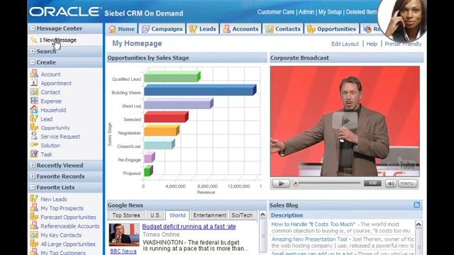 Siebel CRM On Demand Web 2.0 Features Demo смотреть онлайн