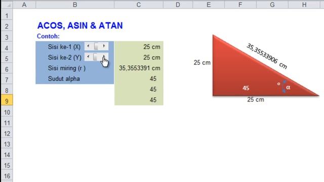 Fungsi Matematika dan Trigonometri acos asin atan dalam excel смотреть онлайн