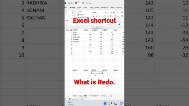 excel shortcut Ctrl+Y || what is redo in excel смотреть онлайн