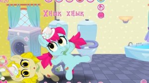 День купашек в доме пони, учимся ухаживать за карманной пони.Мультик игра для детей.