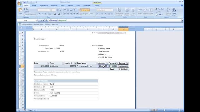 Billing Statement Installed Template in Excel 2007/2010 (Video 2 of 3) смотреть онлайн