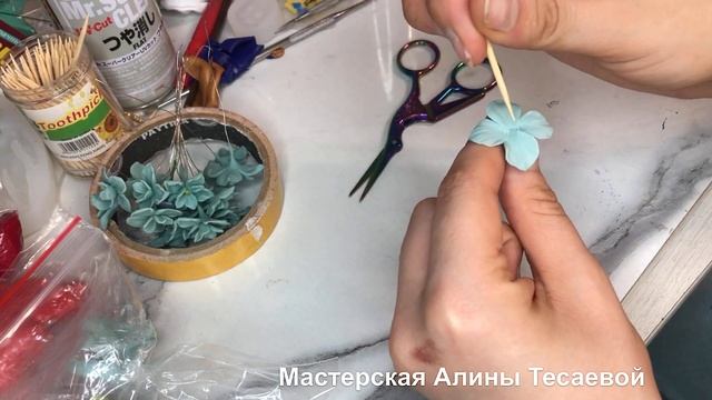 Фиалки из холодного фарфора/подробный мк/смогут все/рецепт холодного фарфора/холодный фарфор/фиалки