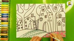 ГОРОД |Как нарисовать| Быстрое видео| Уроки рисования для детей 5 лет