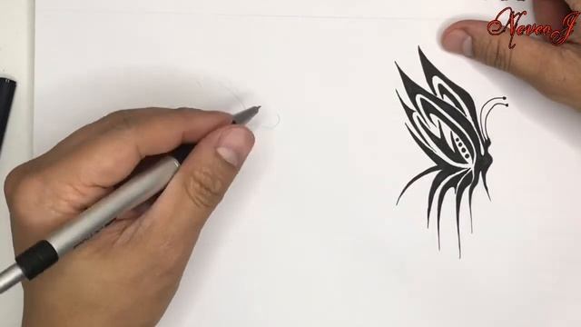Tribal Butterfly sketch time lapse смотреть онлайн