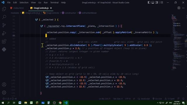 8c How to use drag controls for snap to grid three.js смотреть онлайн