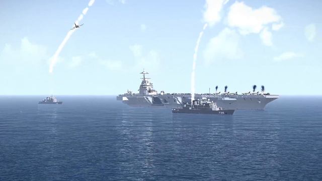Russian stealth jets sink a US aircraft carrier carrying 300 trucks of ammunition bound for Israel. смотреть онлайн