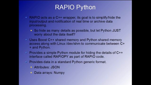 RAPIO Technical Update 2: Python JSON and Shared Memory смотреть онлайн
