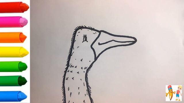 Как нарисовать ГУСЯ / Рисунок ПТИЦА с помощью РУКИ для детей / Детская Комната РАСКРАСКИ смотреть онлайн