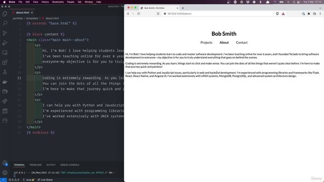 12 - Project 3 Portfolio - 004 Adding an about page to our Flask app смотреть онлайн